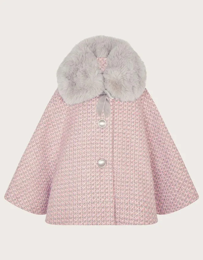 Monsoon Baby Tweed Cape Grey Children Coats and Jackets Monsoon Baby Tweed Cape Grey Children Coats and Jackets