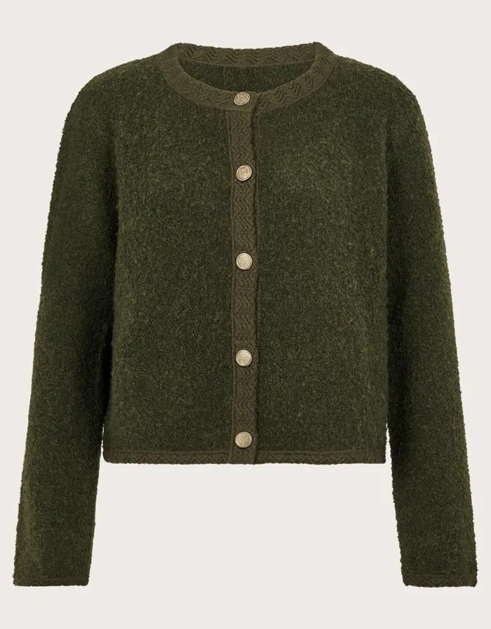 Monsoon Bevan Boucle Cardigan Green Women Cardigans Monsoon Bevan Boucle Cardigan Green Women Cardigans