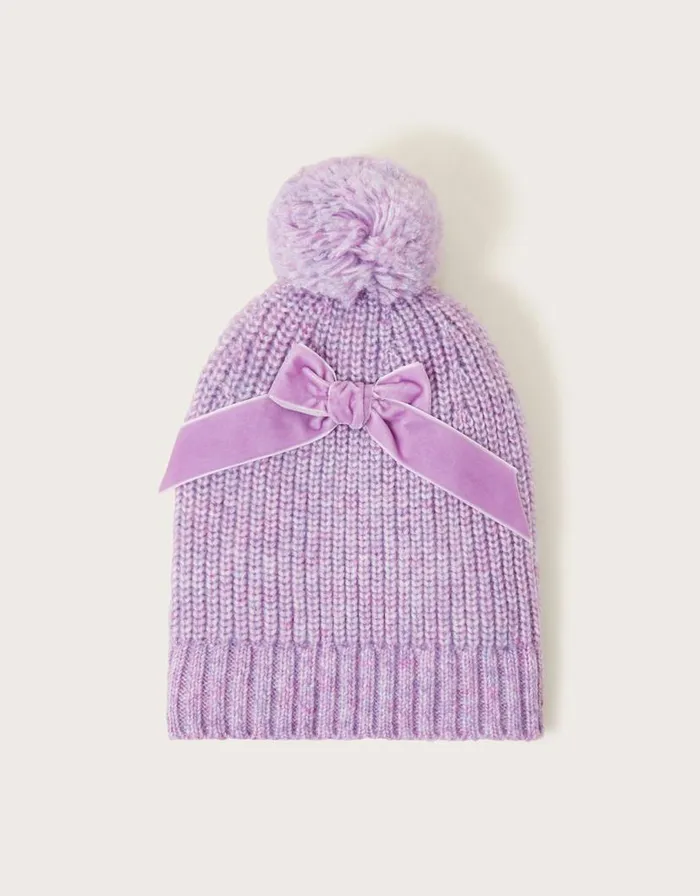 Monsoon Bow Beanie Purple Children Hats and Sunglasses