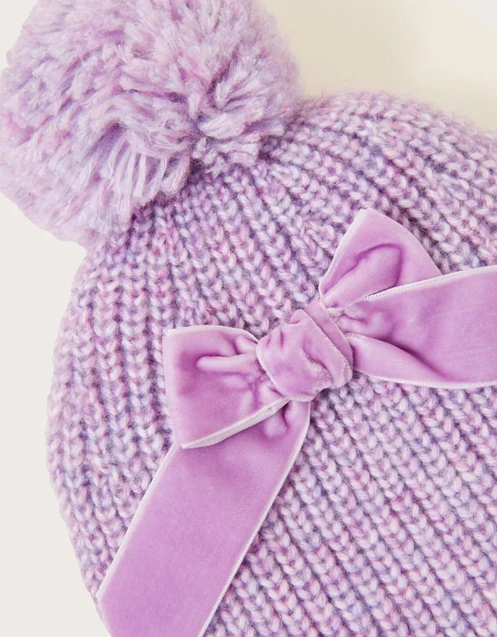 Monsoon Bow Beanie Purple Children Hats and Sunglasses Monsoon Bow Beanie Purple Children Hats and Sunglasses
