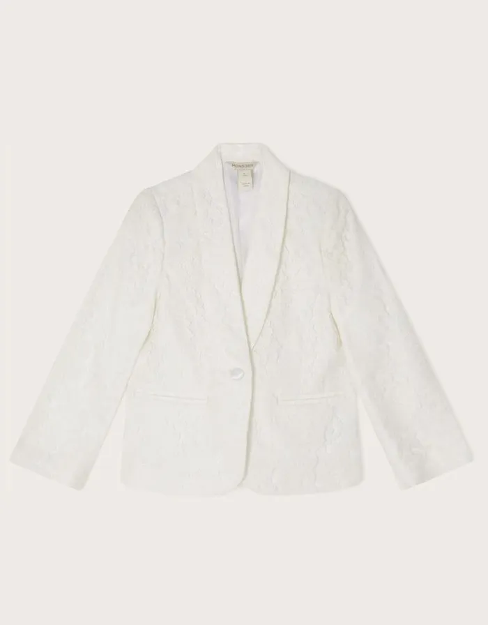 Monsoon Brea Lace Bridesmaid Blazer Ivory Children Partywear