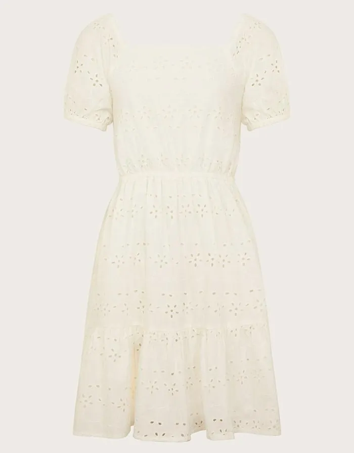 Monsoon Broderie Bow Back Dress Ivory Children Dresses