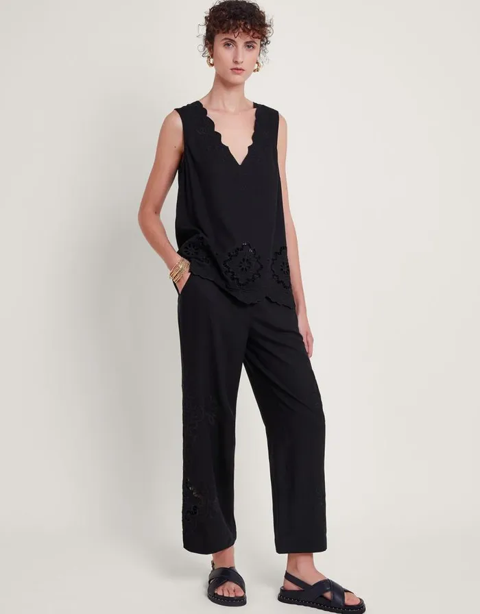 Monsoon Cara Cutwork Trousers Black Women Trousers and Jeans Monsoon Cara Cutwork Trousers Black Women Trousers and Jeans