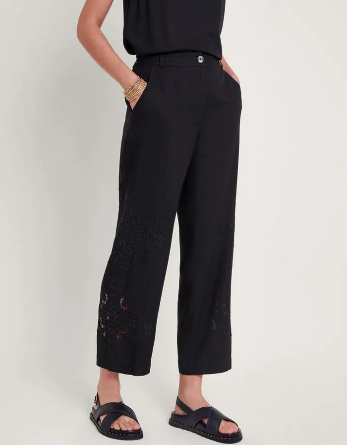 Monsoon Cara Cutwork Trousers Black Women Trousers and Jeans Monsoon Cara Cutwork Trousers Black Women Trousers and Jeans