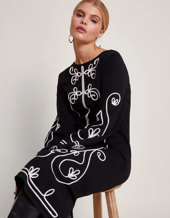 Monsoon Celda Cornelli Dress Black Women Knitwear Monsoon Celda Cornelli Dress Black Women Knitwear
