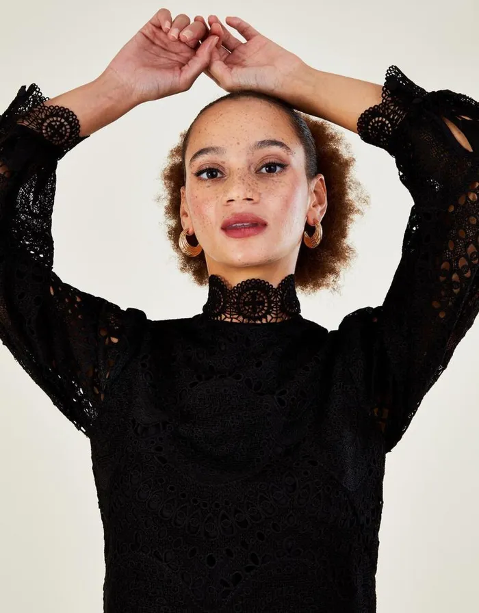 Monsoon Ciri Lace Tunic Dress Black Women Occasionwear Monsoon Ciri Lace Tunic Dress Black Women Occasionwear