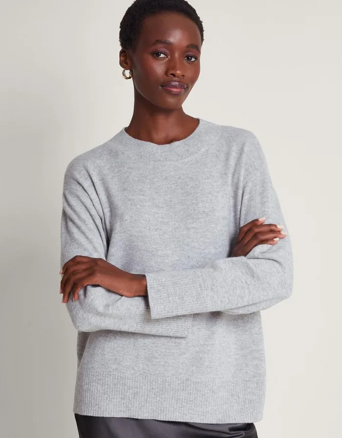 Monsoon Claire Cashmere Jumper Grey Women Knitwear