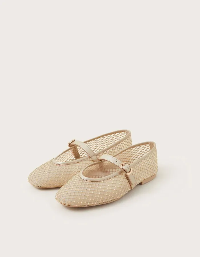 Monsoon Cleo Mesh Ballet Flats Natural Women Sandals