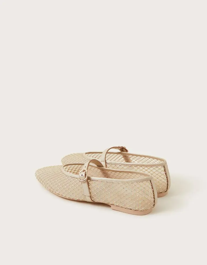 Monsoon Cleo Mesh Ballet Flats Natural Women Sandals Monsoon Cleo Mesh Ballet Flats Natural Women Sandals