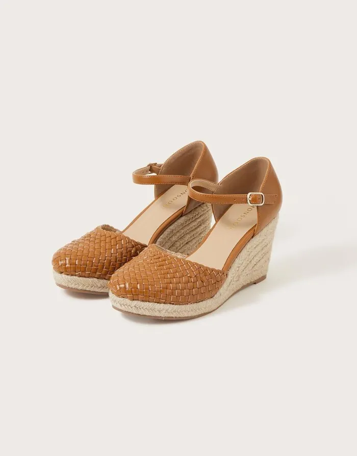 Monsoon Closed Toe Wedge Sandals Tan Women Sandals