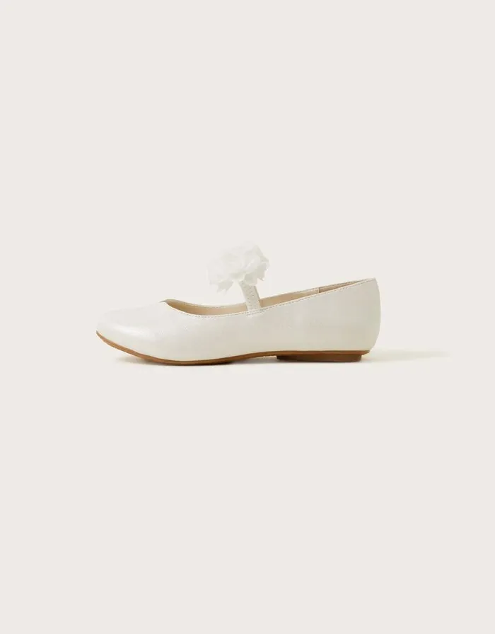 Monsoon Corsage Ballerina Flats Ivory Children Partywear Monsoon Corsage Ballerina Flats Ivory Children Partywear