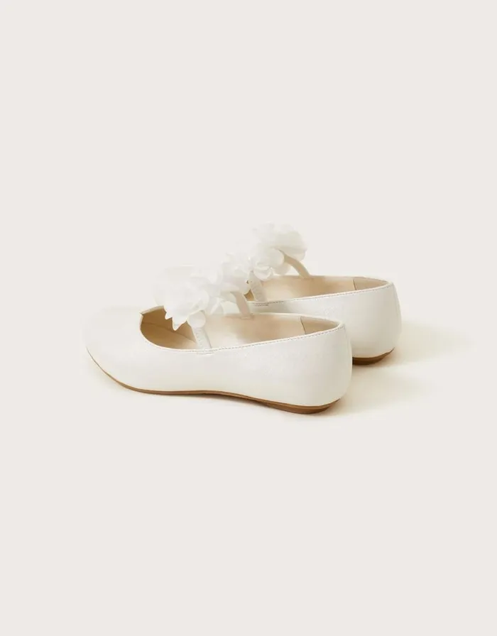 Monsoon Corsage Ballerina Flats Ivory Children Partywear Monsoon Corsage Ballerina Flats Ivory Children Partywear