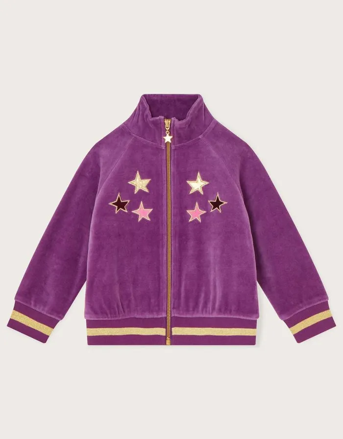 Monsoon Cosmic Velour Zip Bomber Jacket Purple Children Casualwear Collection Monsoon Cosmic Velour Zip Bomber Jacket Purple Children Casualwear Collection