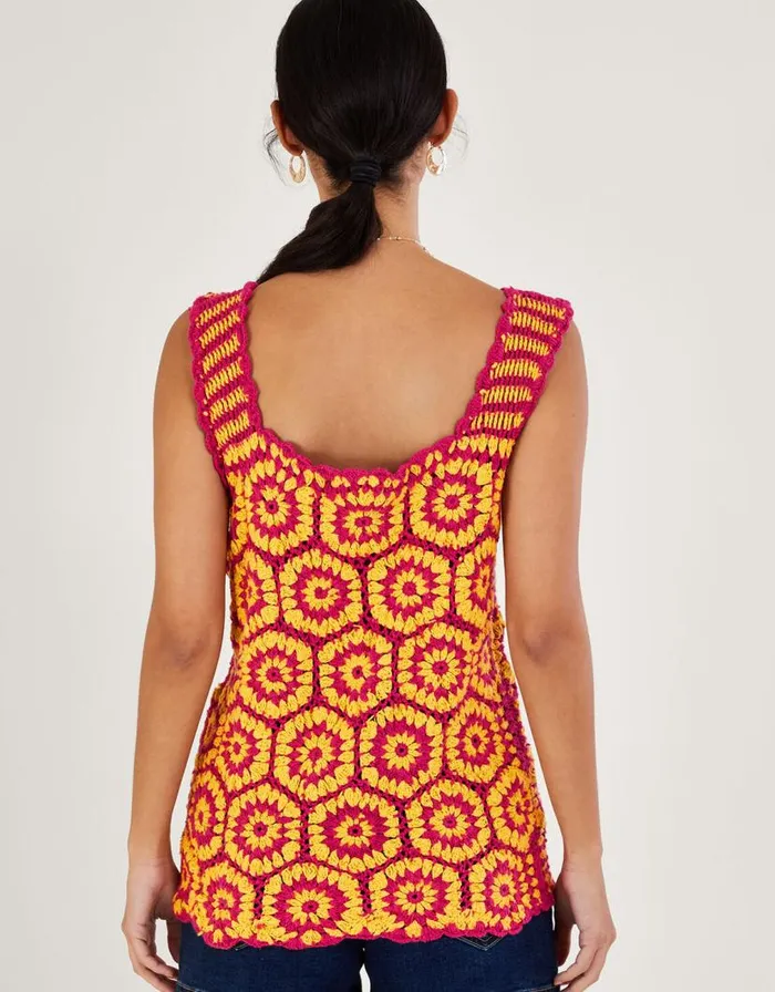 Monsoon Crochet Tank Top Pink Women Tops and Blouses Monsoon Crochet Tank Top Pink Women Tops and Blouses