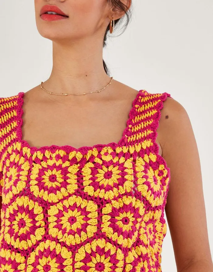 Monsoon Crochet Tank Top Pink Women Tops and Blouses Monsoon Crochet Tank Top Pink Women Tops and Blouses