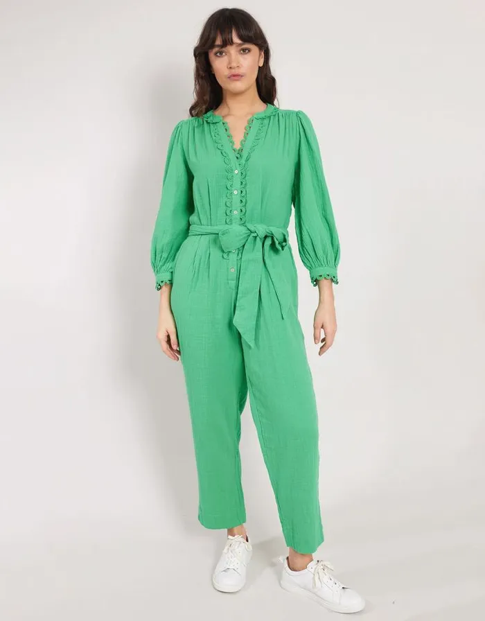 Monsoon East Lace Trim Jumpsuit Green Women Jumpsuits Monsoon East Lace Trim Jumpsuit Green Women Jumpsuits