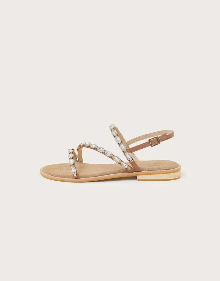Monsoon Embellished Leather Sandals Gold Women Sandals Monsoon Embellished Leather Sandals Gold Women Sandals