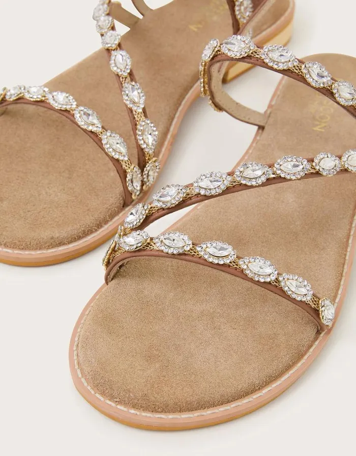 Monsoon Embellished Leather Sandals Gold Women Sandals Monsoon Embellished Leather Sandals Gold Women Sandals