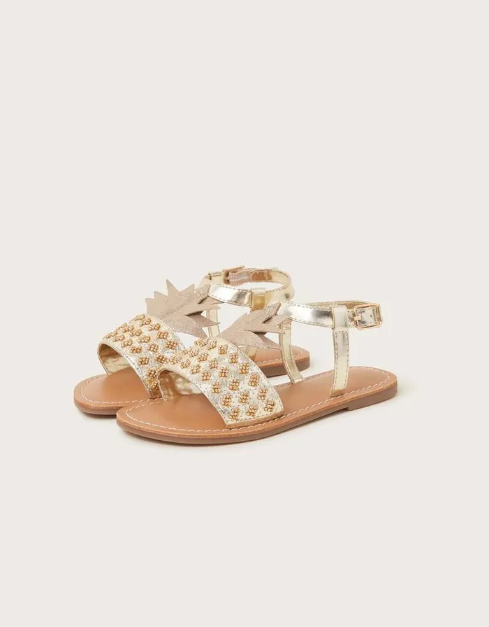 Monsoon Embellished Pineapple Sandals Gold Children Girls039 Shoes and Sandals
