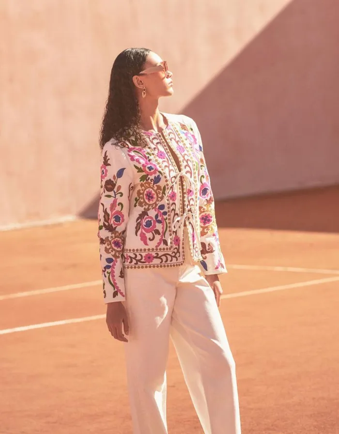 Monsoon Erica Embroidered Jacket Ivory Women Jackets