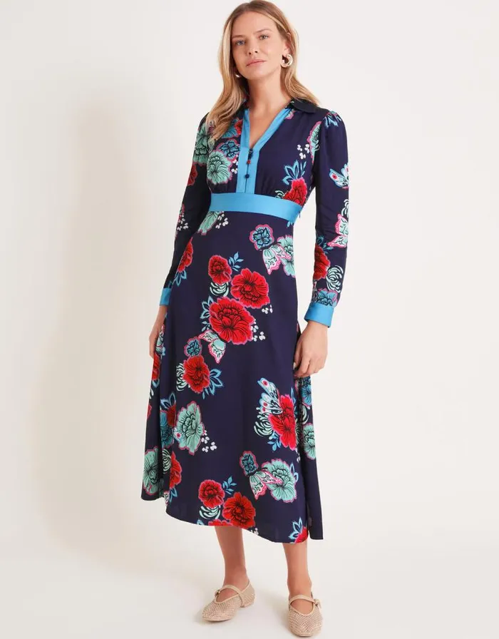 Monsoon Esme Shirt Dress Blue Women Day Dresses