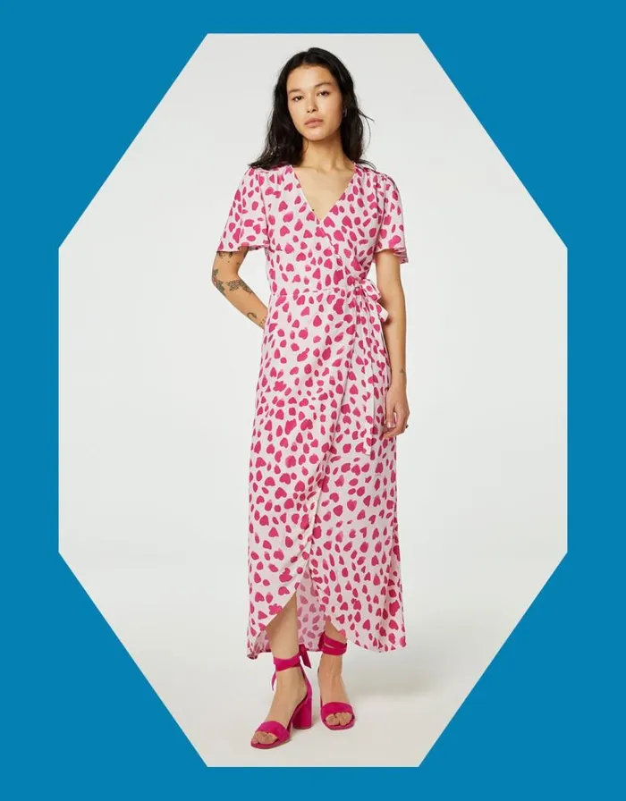 Monsoon Fabienne Chapot Print Wrap Dress Pink Women Occasion Dresses