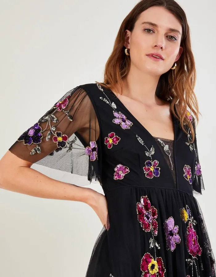 Monsoon Faye Embellished Maxi Dress Black Women Occasionwear Monsoon Faye Embellished Maxi Dress Black Women Occasionwear
