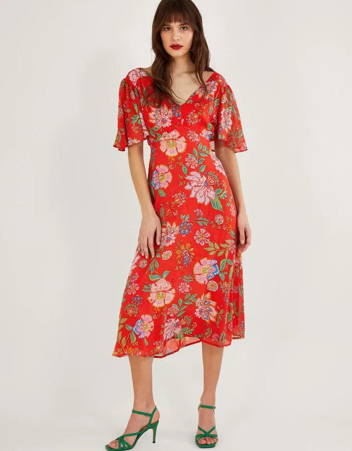 Monsoon Fia Mirror Detail Dress In Sustainable Viscose Orange Women Day Dresses Monsoon Fia Mirror Detail Dress In Sustainable Viscose Orange Women Day Dresses