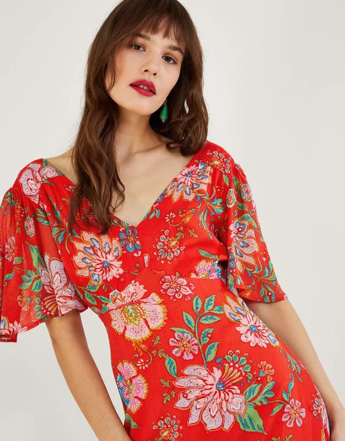 Monsoon Fia Mirror Detail Dress In Sustainable Viscose Orange Women Day Dresses Monsoon Fia Mirror Detail Dress In Sustainable Viscose Orange Women Day Dresses