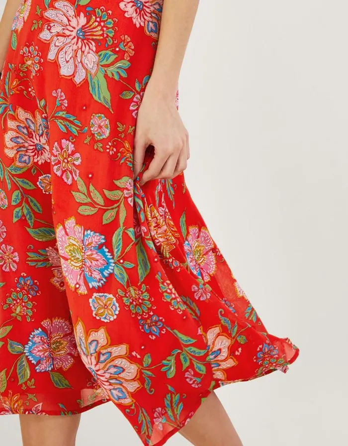 Monsoon Fia Mirror Detail Dress In Sustainable Viscose Orange Women Day Dresses Monsoon Fia Mirror Detail Dress In Sustainable Viscose Orange Women Day Dresses