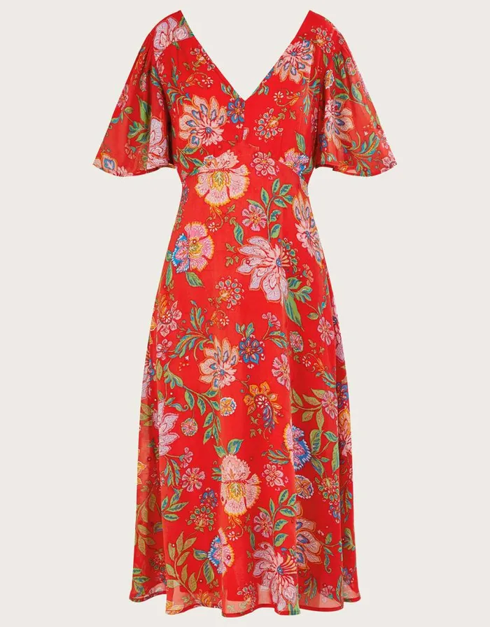 Monsoon Fia Mirror Detail Dress In Sustainable Viscose Orange Women Day Dresses Monsoon Fia Mirror Detail Dress In Sustainable Viscose Orange Women Day Dresses
