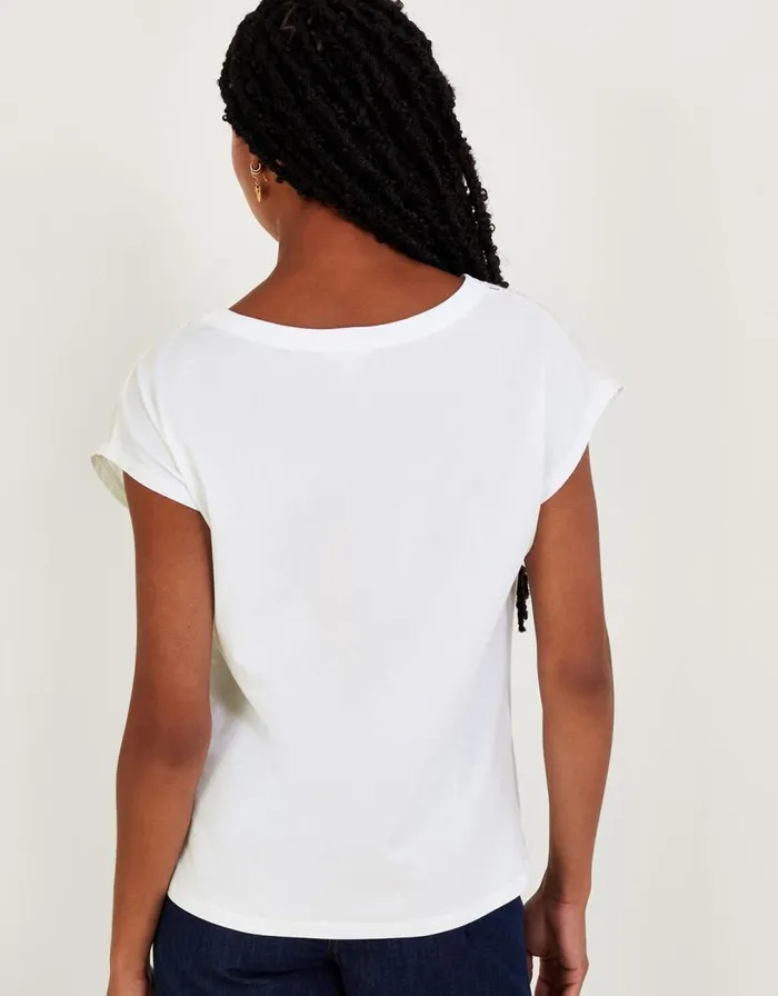 Monsoon Floral CutOut TShirt Ivory Women Tops and Blouses Monsoon Floral CutOut TShirt Ivory Women Tops and Blouses