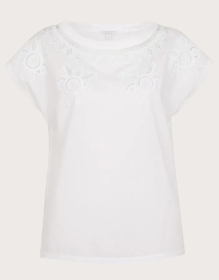 Monsoon Floral CutOut TShirt Ivory Women Tops and Blouses Monsoon Floral CutOut TShirt Ivory Women Tops and Blouses