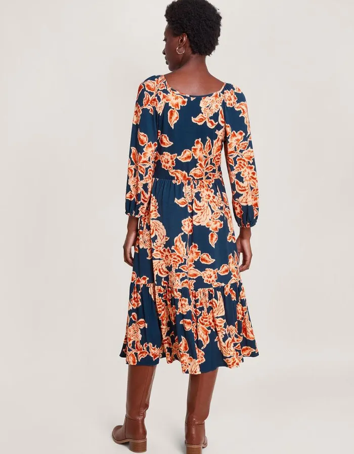 Monsoon Fora Floral Midi Dress Blue Women Midi Dresses Monsoon Fora Floral Midi Dress Blue Women Midi Dresses