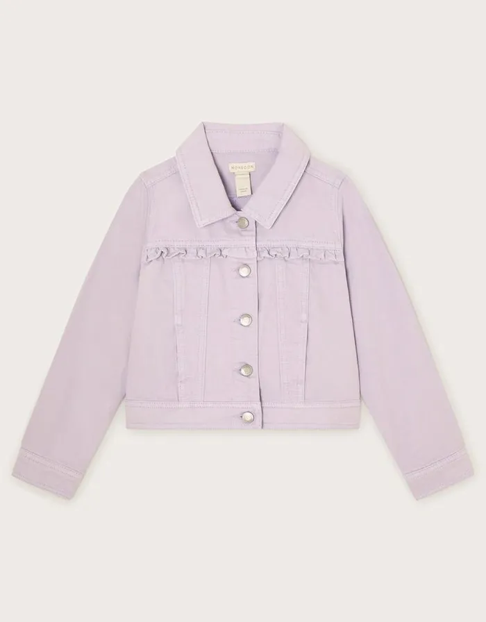 Monsoon Frill Denim Jacket Purple Children Coats and Jackets