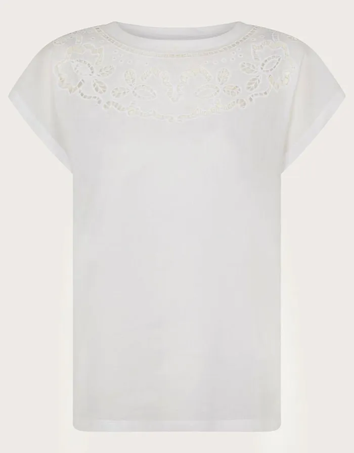 Monsoon Garcia Cutwork TShirt White Women Tops and Blouses Monsoon Garcia Cutwork TShirt White Women Tops and Blouses