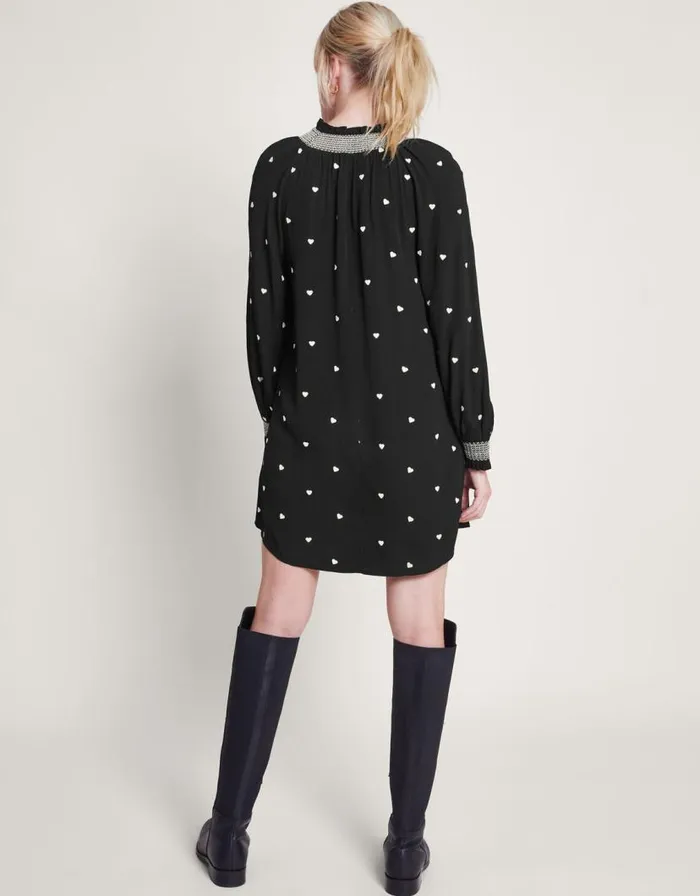 Monsoon Hadria Heart Embroidered Dress Black Women Occasion Dresses Monsoon Hadria Heart Embroidered Dress Black Women Occasion Dresses