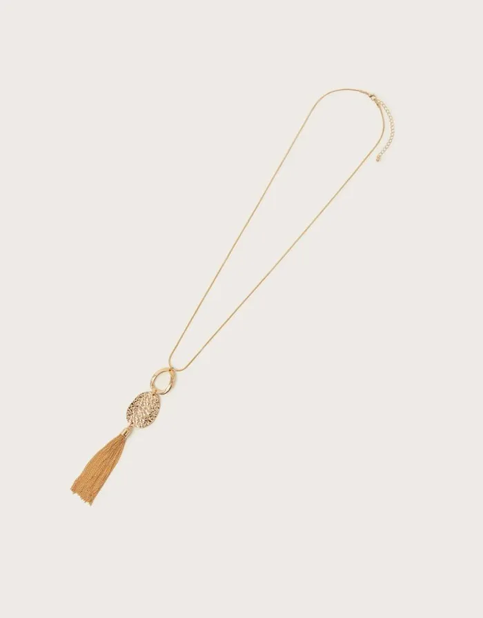 Monsoon Hammered Chain Tassel Pendant Necklace Women Jewellery and Hair