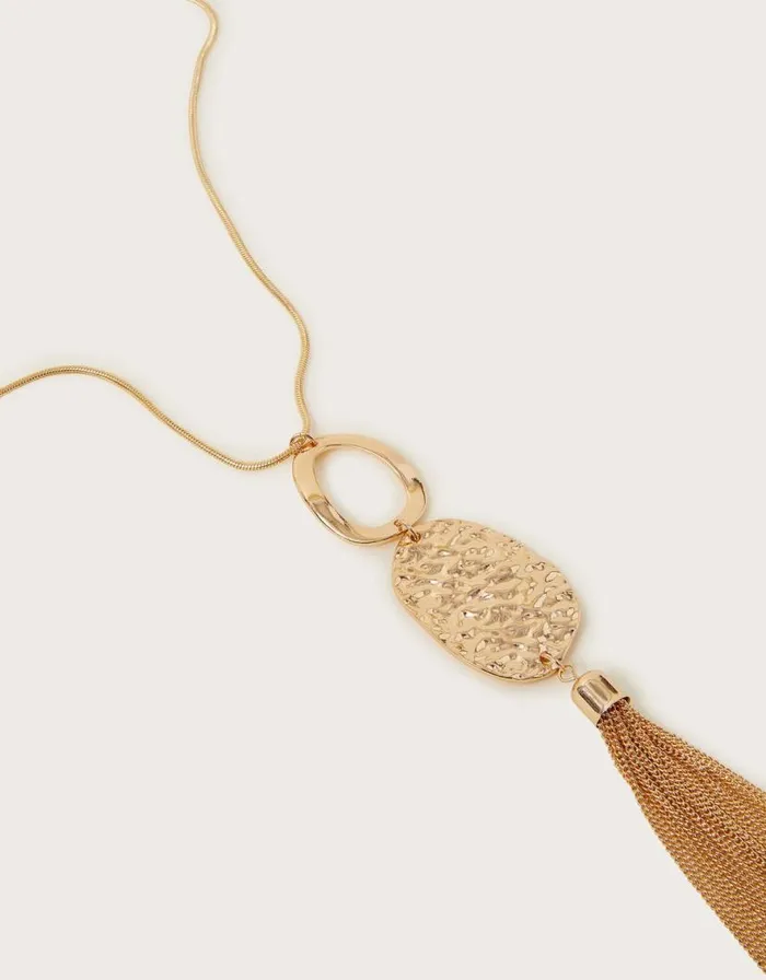 Monsoon Hammered Chain Tassel Pendant Necklace Women Jewellery and Hair Monsoon Hammered Chain Tassel Pendant Necklace Women Jewellery and Hair