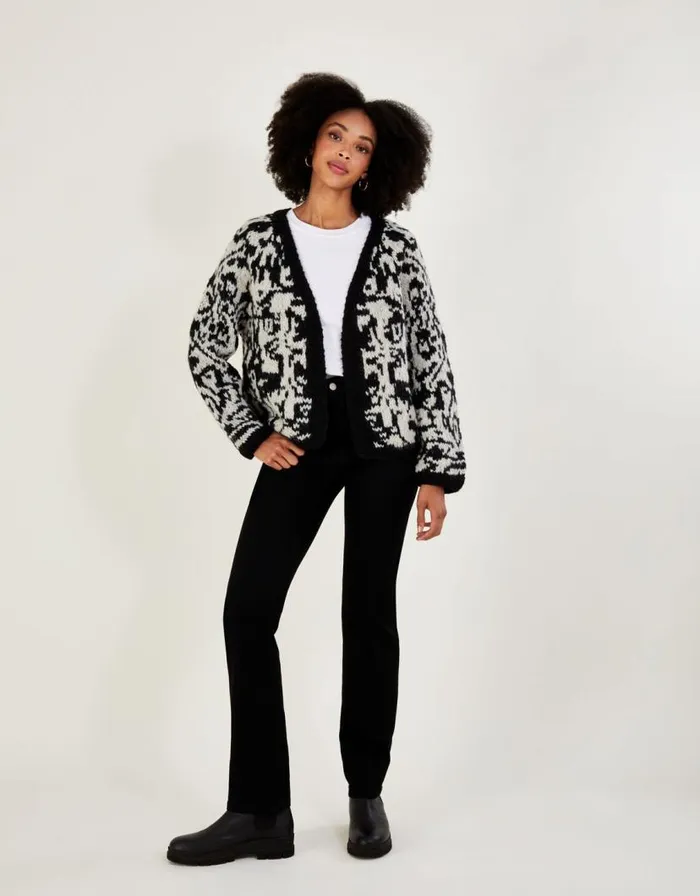 Monsoon Handknit Jacquard Cardigan With Recycled Polyester Black Women Knitwear Monsoon Handknit Jacquard Cardigan With Recycled Polyester Black Women Knitwear