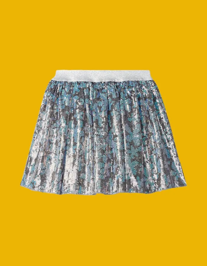 Monsoon Hatley Flower Shimmer Sequin Skirt Silver Children Skirts