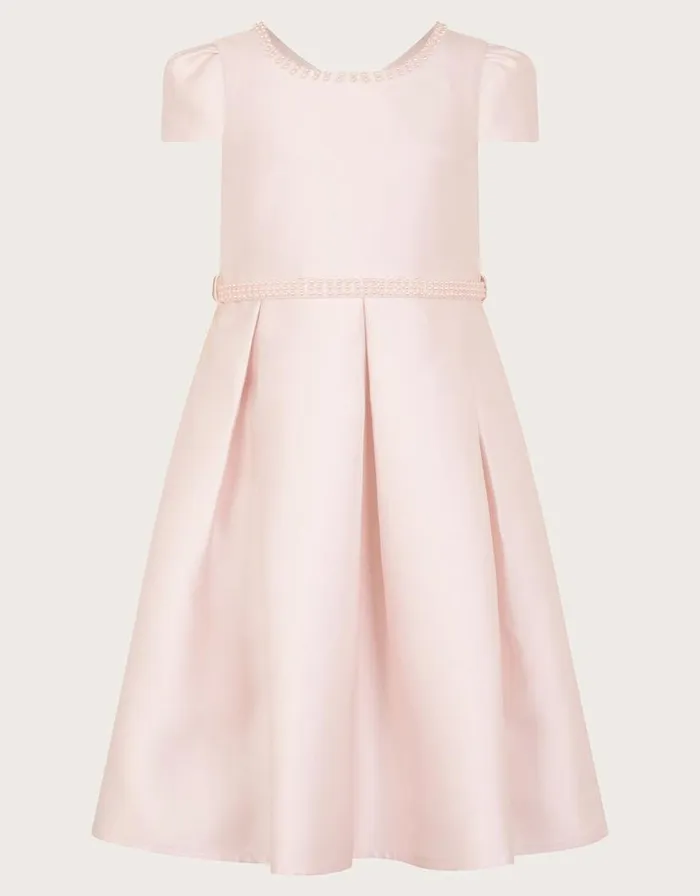 Monsoon Henrietta Pearl Belt Dress Pink Children Dresses