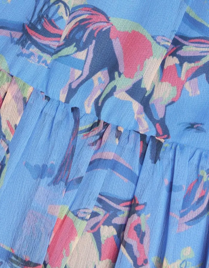 Monsoon Horse Print Dress Blue Children Dresses Monsoon Horse Print Dress Blue Children Dresses