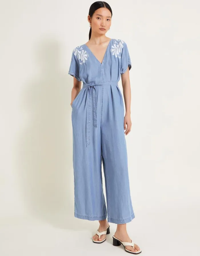 Monsoon Jael Embroidered Jumpsuit Blue Women Casualwear