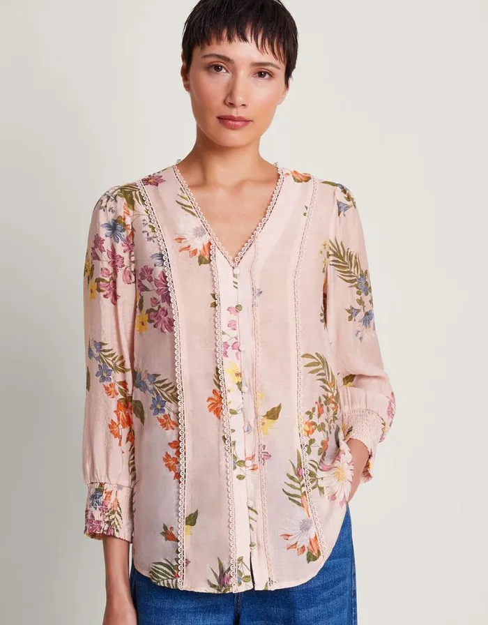 Monsoon Jaquetta Floral Blouse Pink Women Tops and Blouses Monsoon Jaquetta Floral Blouse Pink Women Tops and Blouses