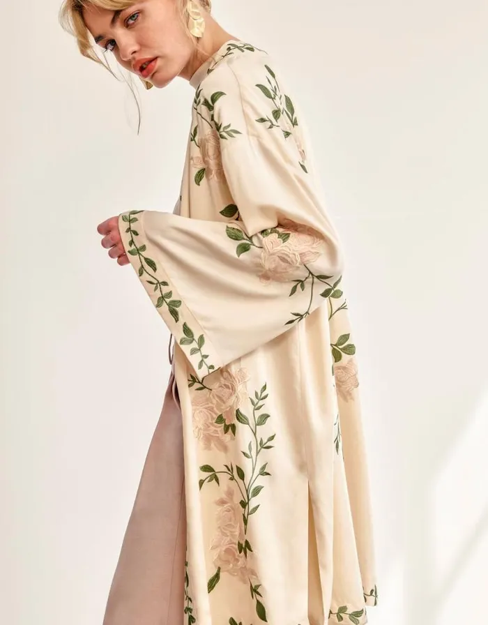 Monsoon Kaya Short Kimono Ivory Women Kaftans and Kimonos