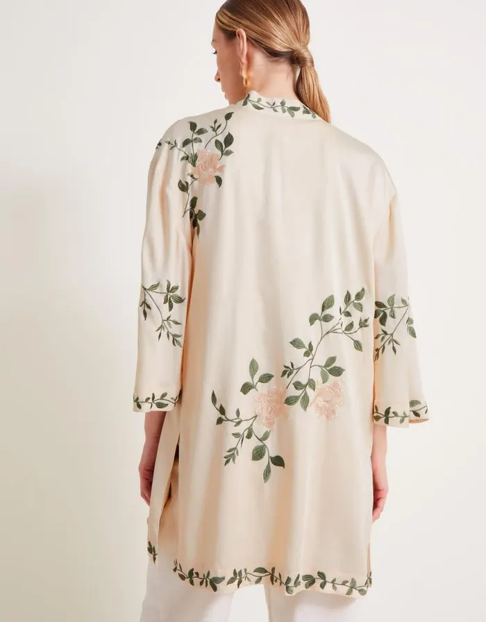 Monsoon Kaya Short Kimono Ivory Women Kaftans and Kimonos