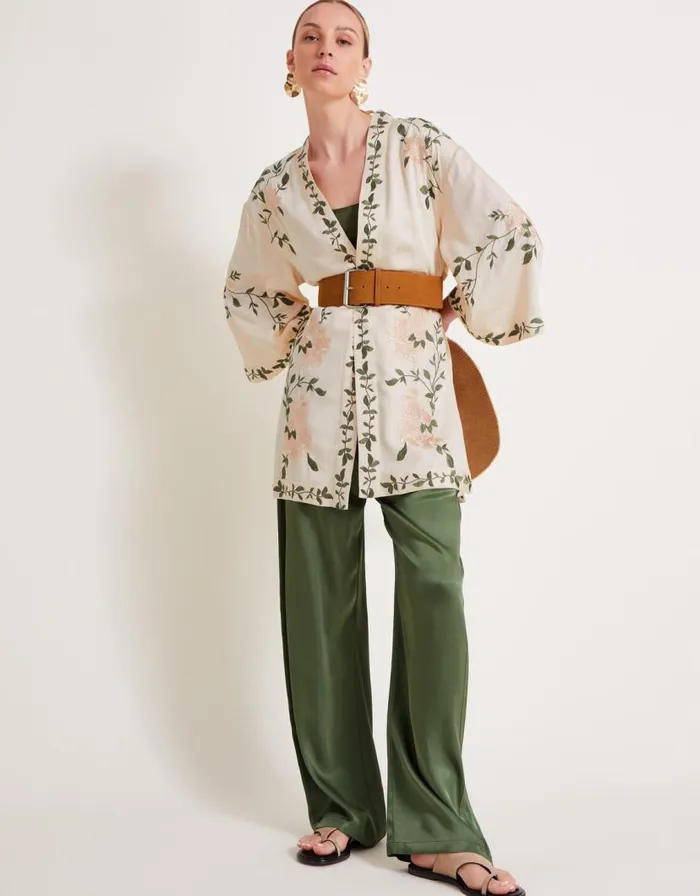 Monsoon Kaya Short Kimono Ivory Women Kaftans and Kimonos