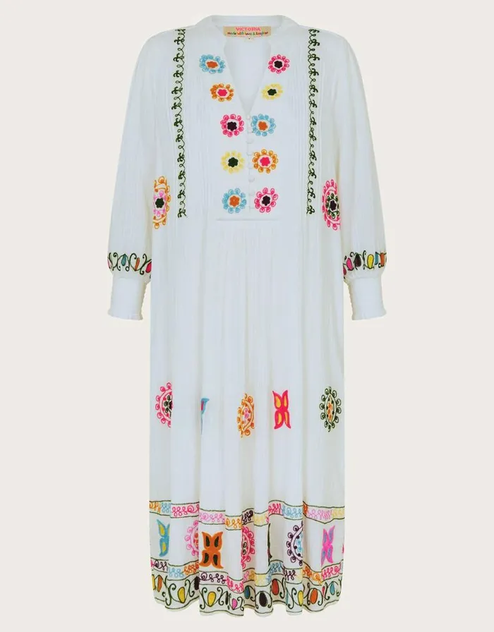 Monsoon La Galeria Elefante HandEmbroidered Dress White Women Summer Dresses Monsoon La Galeria Elefante HandEmbroidered Dress White Women Summer Dresses