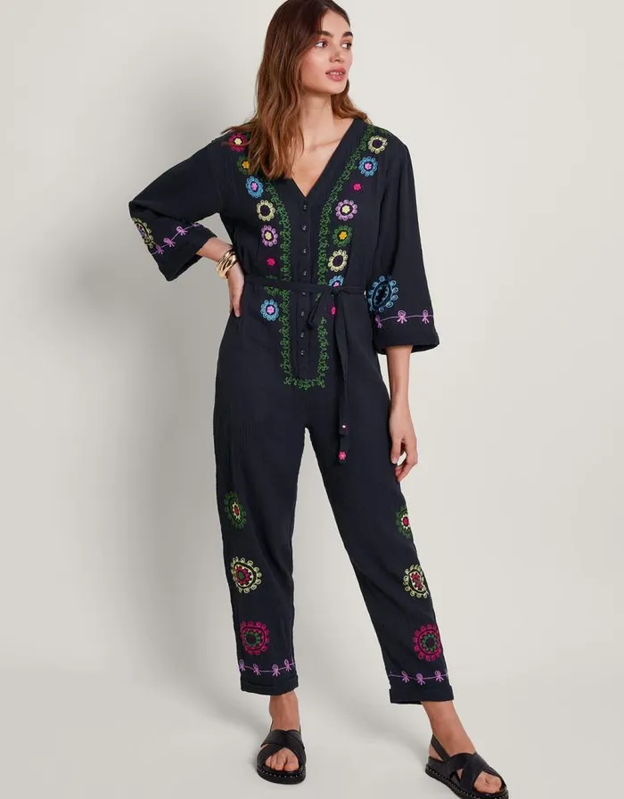Monsoon La Galeria Elefante HandEmbroidered Jumpsuit Black Women Day Dresses Monsoon La Galeria Elefante HandEmbroidered Jumpsuit Black Women Day Dresses